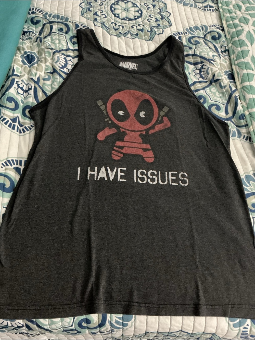 Marvel Deadpool Tank Top - Black with Red and White Print